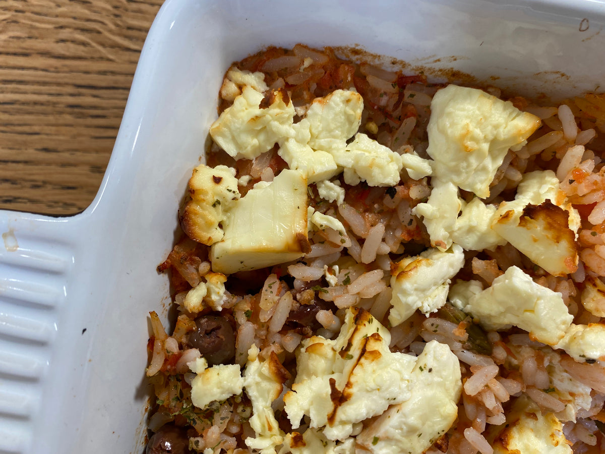 Gebackener Tomatenreis mit Feta